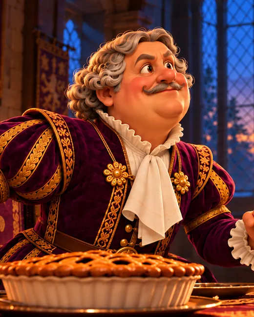 The Baron, in velvet, at his feast